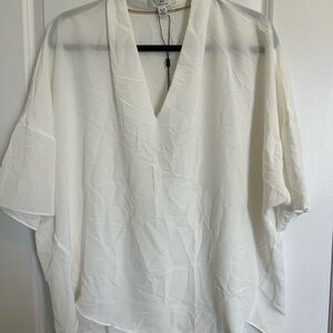 Halston Heritage Cream V-Neck Blouse